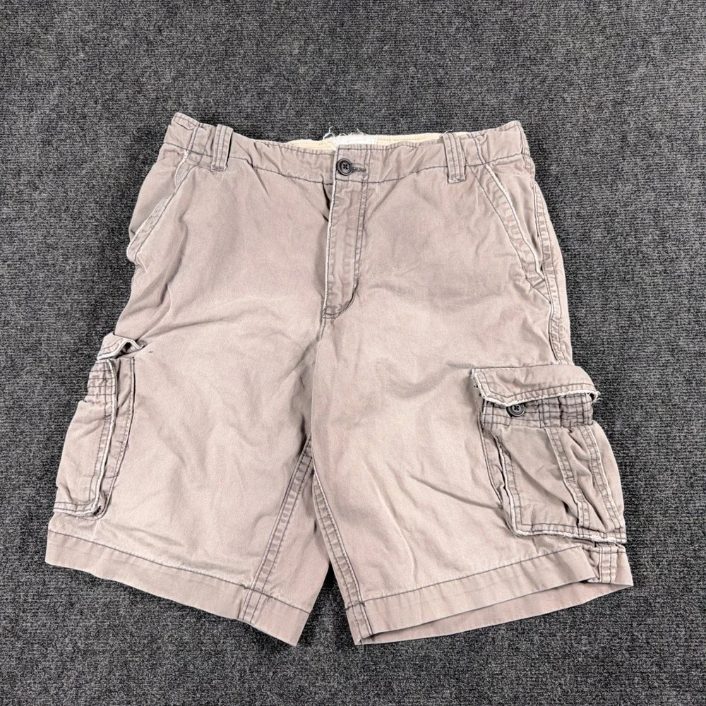 Aeropostale Authentic Cargo Shorts Cotton‎ Twill Utility Pockets 32 Khaki Tan